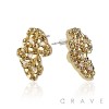 PAIR OF 18K GOLD PLATED INGOT CENTERED NUGGET EARRINGS